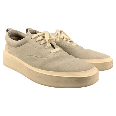 Pre-owned Fear Of God Size 12 Grey Solid Suede Lace Up Sneakers In Gray
