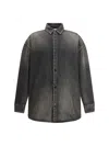 Fear Of God Men Snap Front Denim Overshirt In Black
