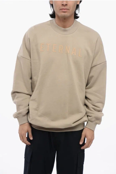 Fear Of God Solid Color Eternal Crew-neck Sweathirt With Embossed Detail In Neutral