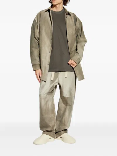 Fear Of God Split Knee Drawstring Trousers In Green
