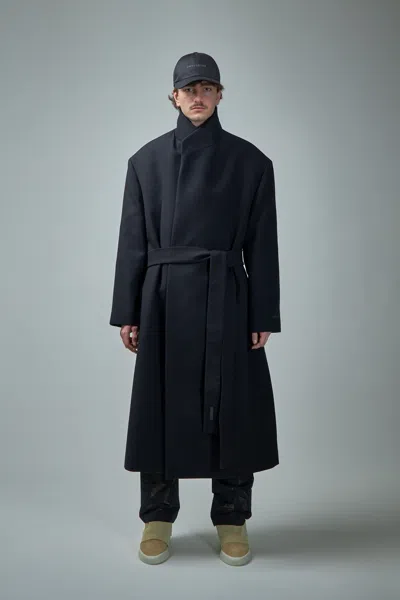 Fear Of God Stand Collar Relaxed Overcoat In Black