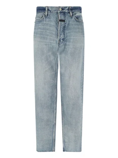 Fear Of God Five-pocket Raw Hem Straight Leg Jeans In Indigo 2
