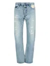 Fear Of God Repaired Classic Jeans With Vintage Hand-distressing In Light Blue