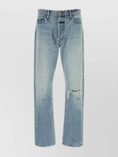 Fear Of God Straight Leg Denim Trousers With Belt Loops In Blue
