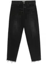 Fear Of God Five-pocket Raw Hem Straight Leg Jeans In Black