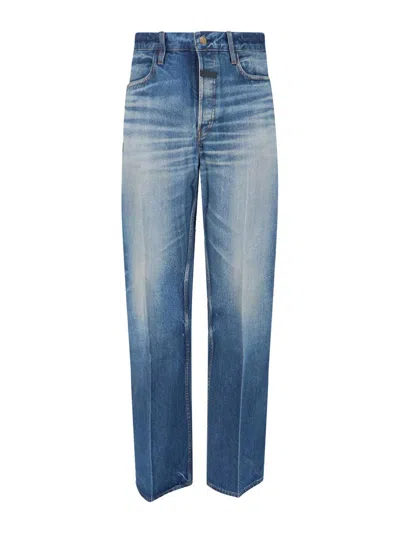 Fear Of God Straight Logo Jeans In Blue