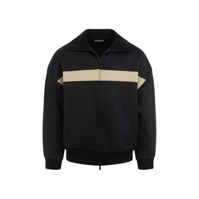 Fear Of God Stripe Detailed Zipped Track Jacket In Black