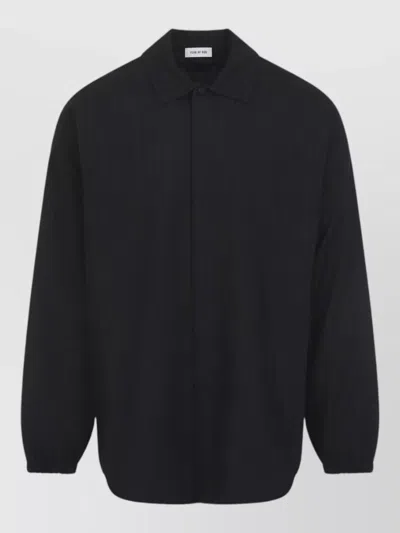 Fear Of God Striped Wool Shirt Elastic Cuffs Collar In Black
