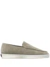 Fear Of God Minimalist Suede Loafer In Sage Green With Rubber Sole In Green