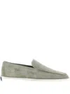 Fear Of God Suede Round Toe Loafers With Rubber Sole In Green