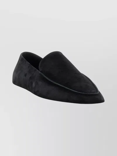 Fear Of God Suede Round Toe Loafers With Rubber Sole In Black