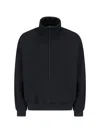 Fear Of God Oversized Cotton-blend Jersey Half-zip Sweatshirt In Black