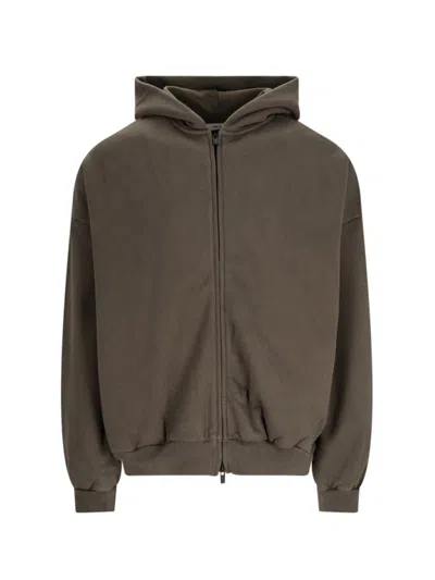 Fear Of God Brown Full Zip Hoodie In Green