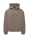 Fear Of God Relaxed Fit Dusty Beige Hoodie With Embossed Logo