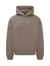 Fear Of God Relaxed Fit Dusty Beige Hoodie With Embossed Logo