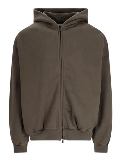 Fear Of God Brown Full Zip Hoodie In Green