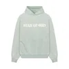 Fear Of God Heaven Distressed Logo-print Cotton-jersey Hoodie In Green