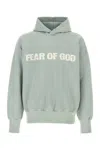 Fear Of God Cozy Hoodie With Printed Design Ribbed Cuffs Hem In Green