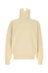 Fear Of God High Collar Ribbed Knit Sweater With Long Sleeves In Neutral