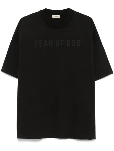 Fear Of God 'eternal' Black Crewneck T-shirt With Tonal Embroidery On The Front And Logo Patch On The Rear