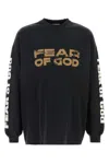 Fear Of God Mens Black Relaxed-fit Long-sleeves Cotton-jersey T-shirt In Gold