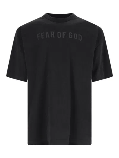 Fear Of God 'eternal' Black Crewneck T-shirt With Tonal Embroidery On The Front And Logo Patch On The Rear