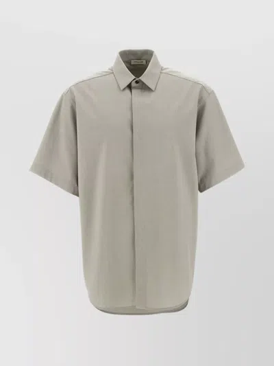 Fear Of God Tailored Shirt With Short Sleeves And Button-down Collar In Grey