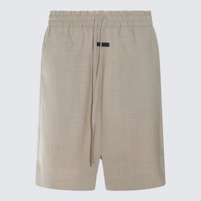 Fear Of God Logo-tag Wool Shorts In Neutrals