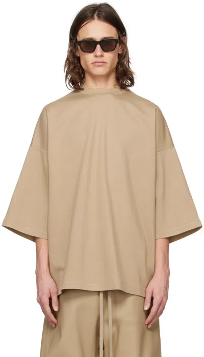 Fear Of God Tan Embroidered T-shirt In Dune