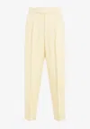 Fear Of God Single Pleat Tapered Cream Wool Trousers In Yellow