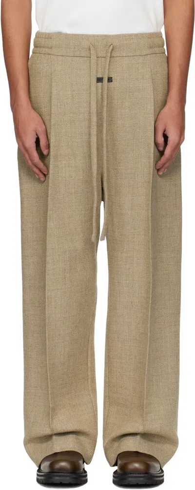Fear Of God Taupe Drawstring Wide Leg Trousers In Melange Beige