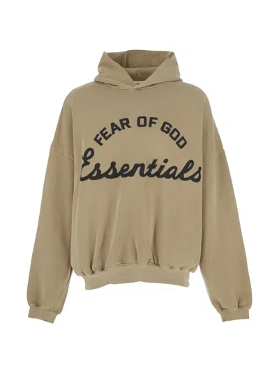 Fear Of God Hoodie Training 90s Hoodie Essentials Beige With Fixed Hood In Cotton For Men In Nude