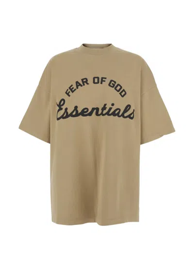 Fear Of God Beige T-shirt Training 90s Short Sleeve Tee Essentials With Short Sleeves And Round Neck In Cotton F In Nude