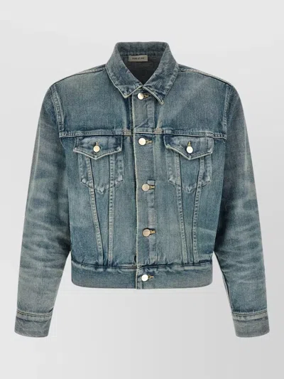 Fear Of God Trucker Jacket Chest Pockets Long Sleeves Hardware In Blue
