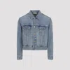 Fear Of God Light Indigo Blue Cotton Trucker Jacket With Overwashed Effect In Purple