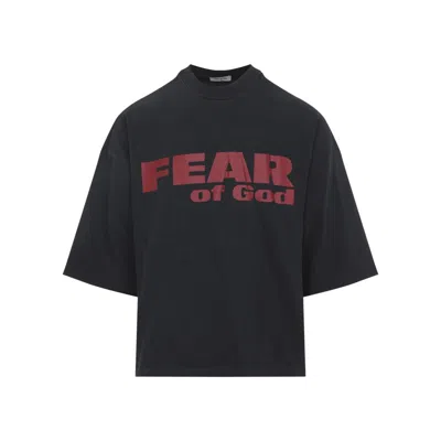 Fear Of God Fear Is Gone Oversized Logo-print Cotton-jersey T-shirt In Black