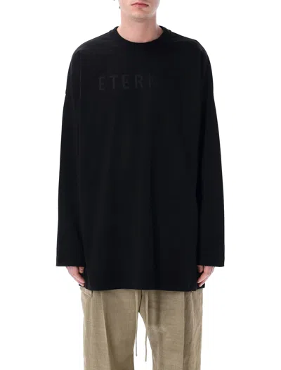 Fear Of God Ribbed Collar Crew Neck T-shirt With Long Sleeves In Black