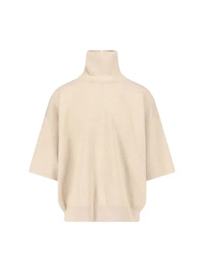 FEAR OF GOD TURTLENECK SWEATER IN BEIGE VIRGIN WOOL DROPPED SHOULDERS