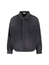 Fear Of God Mens Washed Black Utility Cropped Denim Jacket In Black