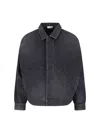 Fear Of God Mens Washed Black Utility Cropped Denim Jacket In Black