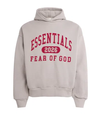 Fear Of God Essentials Classic Fleece Hoodie In Gray