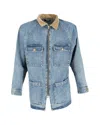 Fear Of God Vintage Selvedge Denim Long Trucker Jacket In Light Blue Cotton In Blue