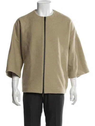 Pre-owned Fear Of God Virgin Wool Bomber Jacket In Neutral