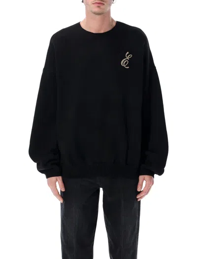 Fear Of God Waffle-knit Script Sweater In Black