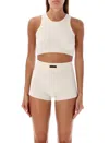 Fear Of God Cropped Top With Distinct Leather Detail In White