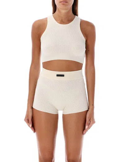 Fear Of God Cropped Top With Distinct Leather Detail In White