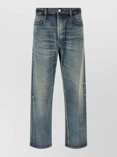 Fear Of God Washed Denim Jeans Contrast Stitching Belt Loops In Blue