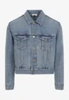 Fear Of God Light Indigo Blue Cotton Trucker Jacket With Overwashed Effect In Blue