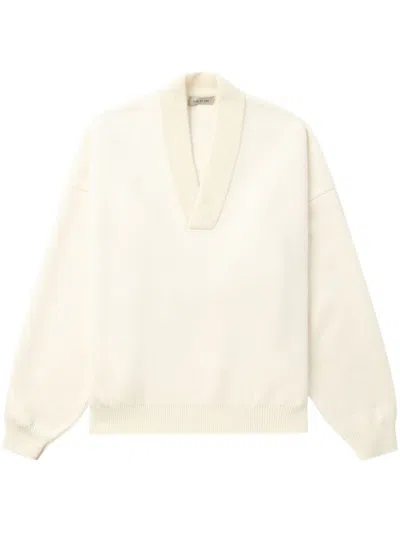 FEAR OF GOD WHITE V-NECK SWEATER