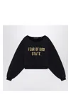 Fear Of God Black Cropped Sweatshirt With Logo In Black